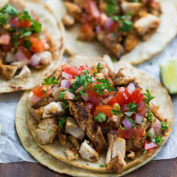 Grilled Chicken Tacos with Pico de Gallo.